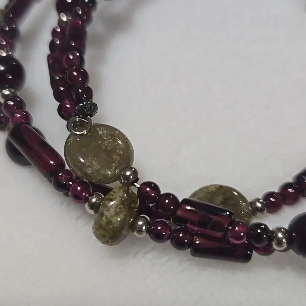 Amethyst And Quartz Beaded Coil Bracelet